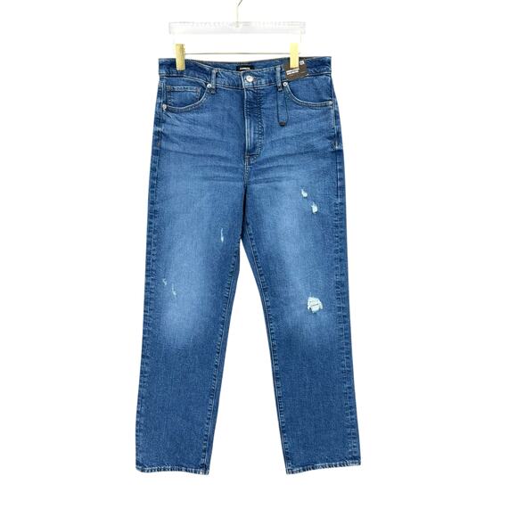 Express Denim - Express NWT 12 Regular Modern Straight Super High Rise Distressed Everyday Jeans